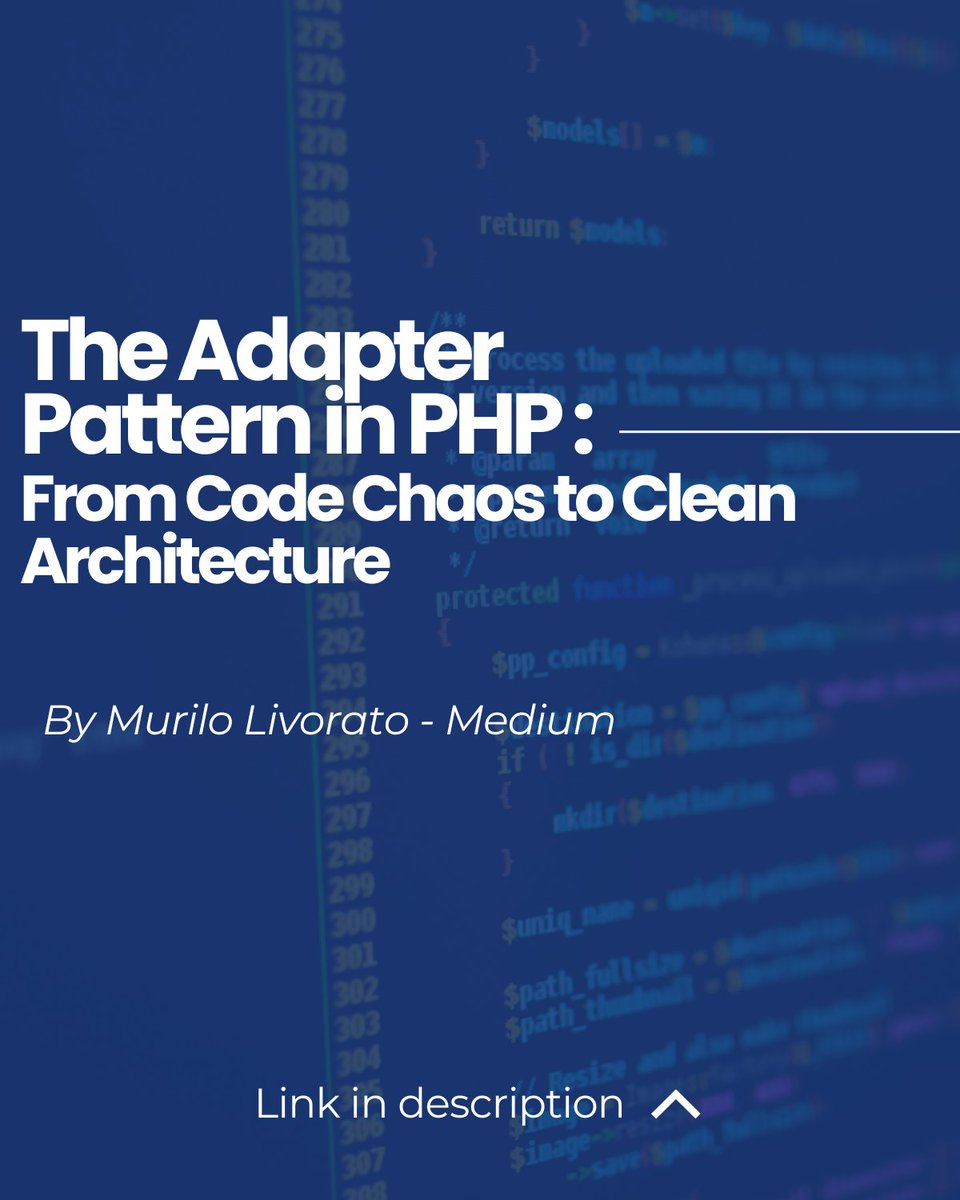 PHPZenOrg's tweet image. Adapter Pattern in PHP: your universal plug
🔹 Without it = messy if spaghetti
🔹 With it = clean, maintainable, extensible code
Have you used it before, or is this new for you?
🔗 Full article: medium.com/@murilolivorat…
#PHp #CleanCode #DesignPatterns #DevTools #Coding