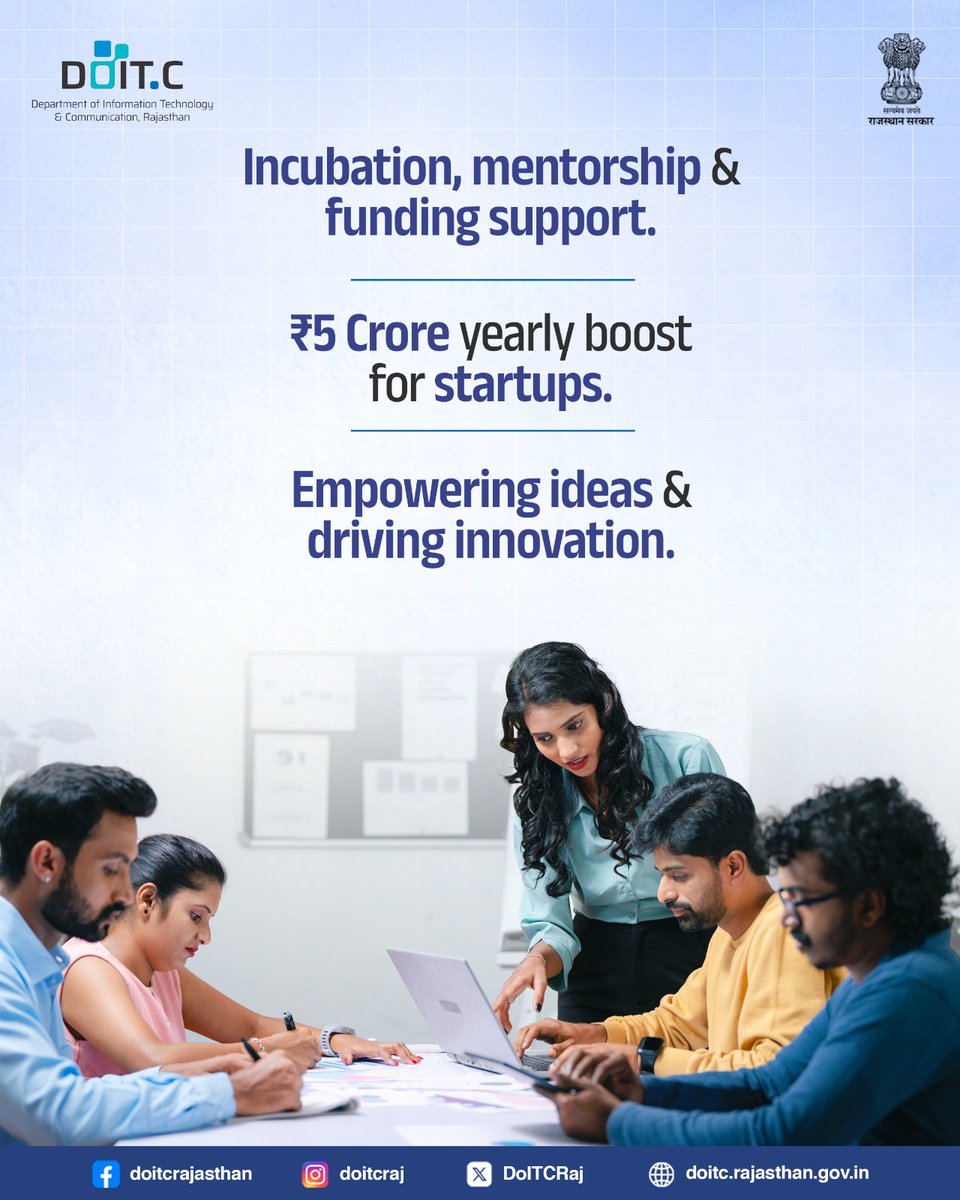 DoITCRaj's tweet image. Rajasthan is powering innovation with subsidies, funding and mentorship. Invest today, grow tomorrow.
Start your Startup journey today!
Register now: iStart.rajasthan.gov.in
#Doitc #Innovation #Mentorship #Subsidy