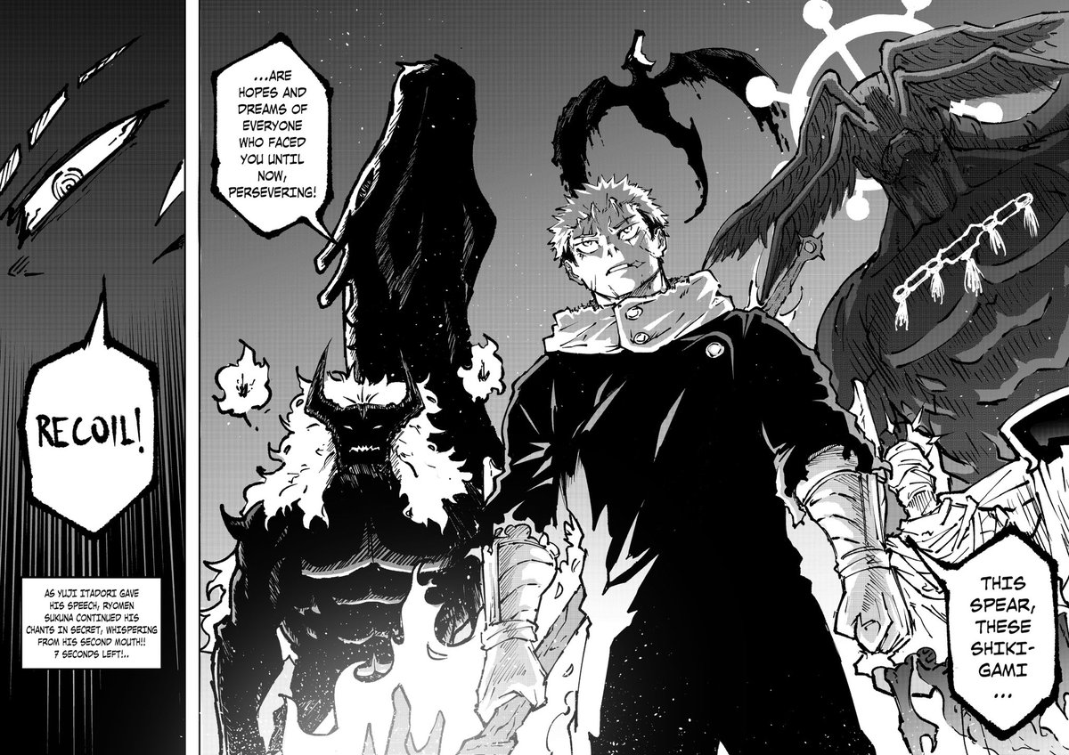 Chapter 7, Pages 5-6!! Yuji continues his speech, while Sukuna prepares for his World Cutting Dismantle!! 7 seconds left to launch!!!