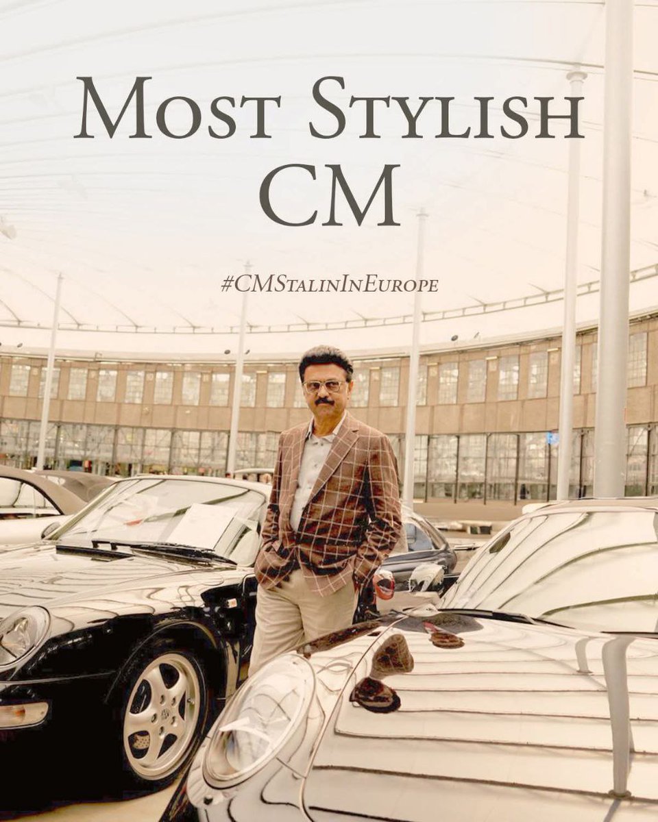 DMK4TN's tweet photo. Most Stylish CM💥

#CMStalinInEurope https://t.co/msusT4olQR