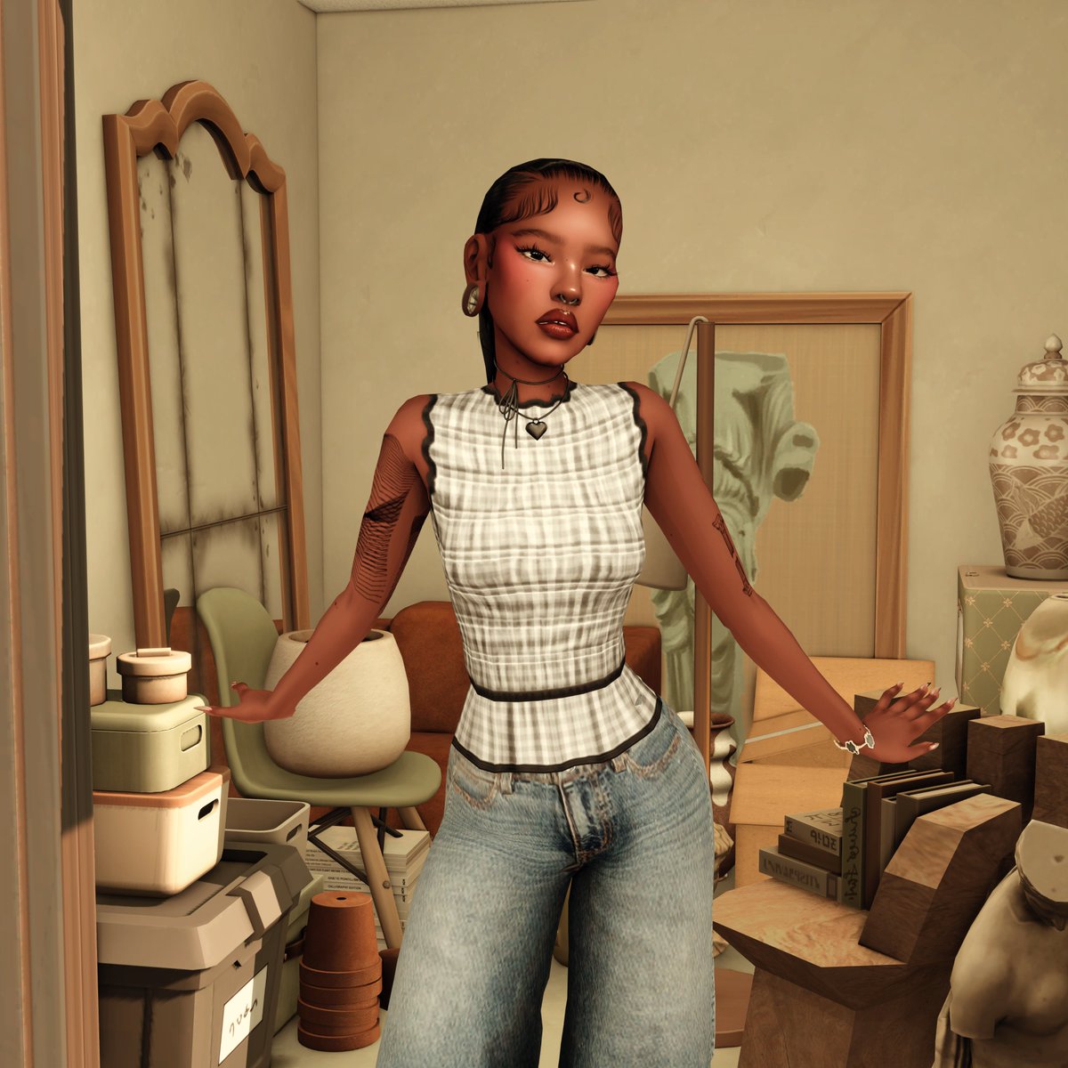 gaberialsims's tweet image. just a girl and her storage unit full of flee market finds..𖦹⊹ ࣪ ˖