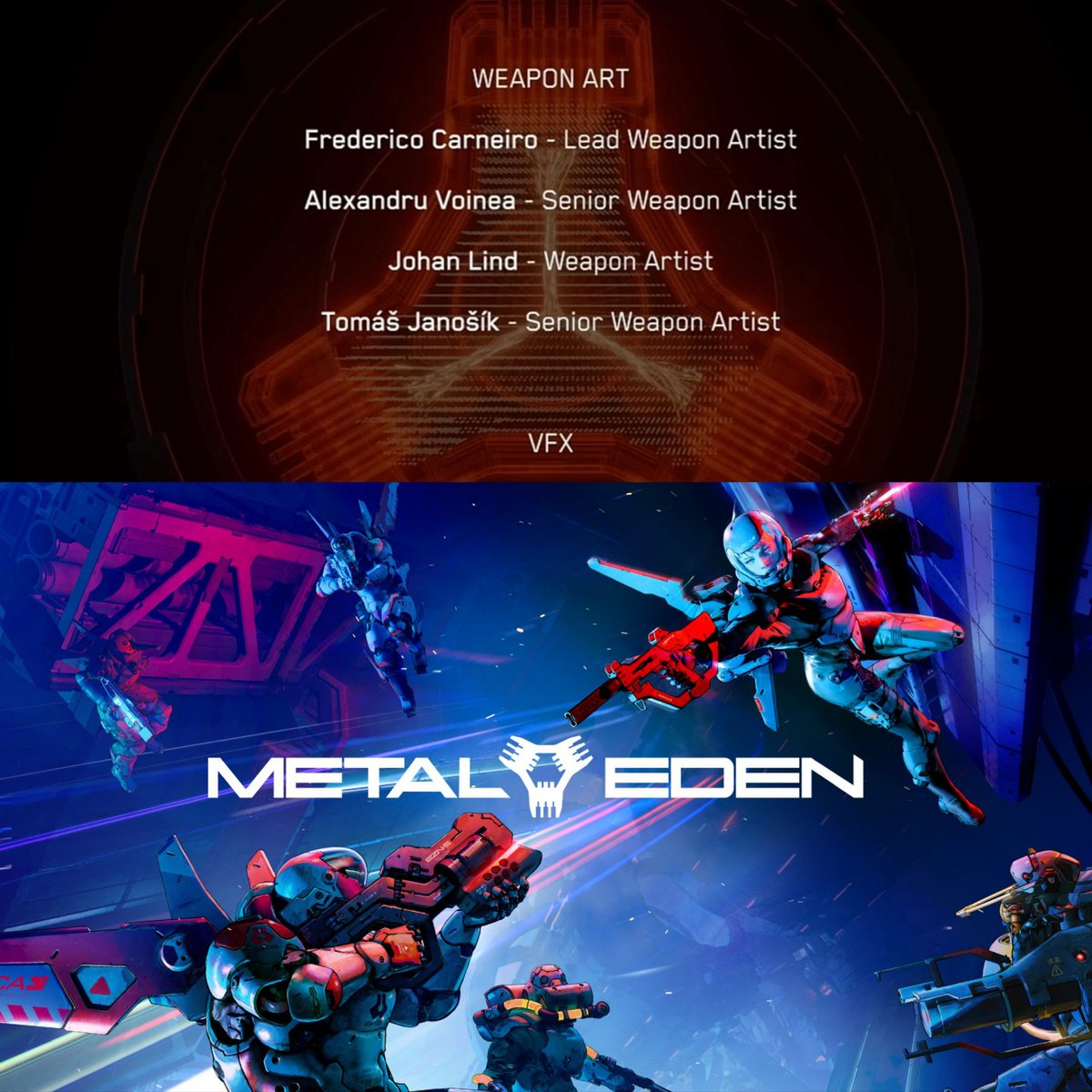 Game credit time! METAL EDEN is out now, I'm super proud of everyone's contribution to the project &amp; our weapon team, we literally had a blast