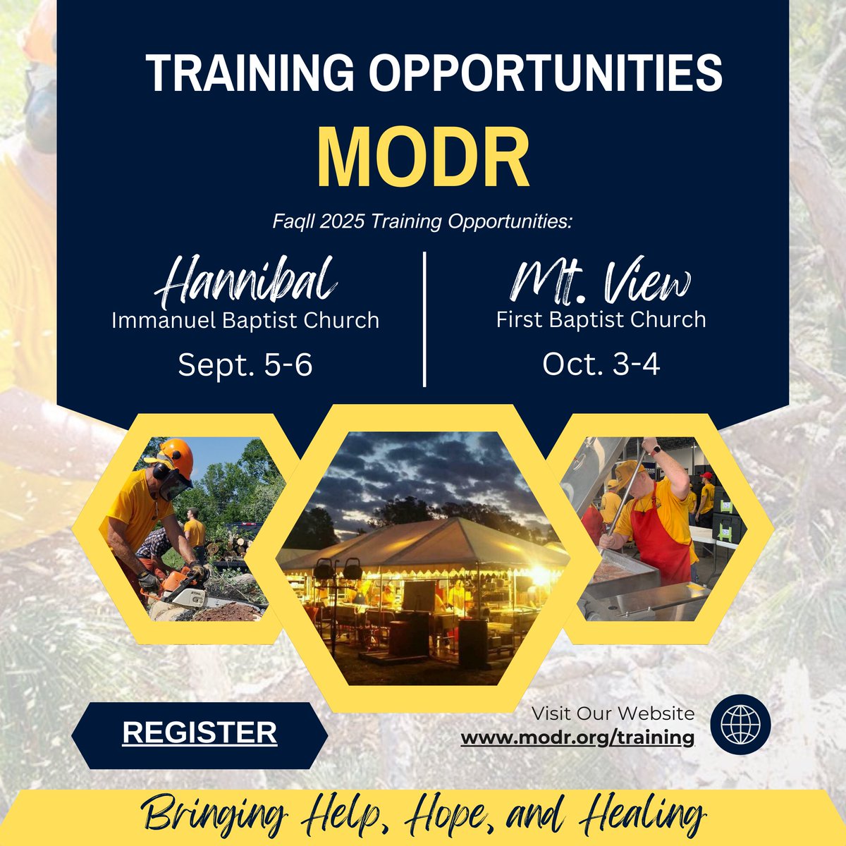 Two more opportunities to train with MODR this Fall! Join us in helping churches transform lives and communities with the Gospel by bringing help, hope, and healing!