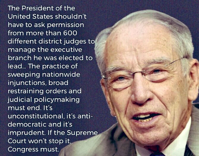 🦅 Eagle Wings 🦅 (@crrja5) on Twitter photo 💥KABOOM💥
IT’S UNCONSTITUTIONAL
.<a href="/ChuckGrassley/">Chuck Grassley</a> The President of the United States shouldn't have to ask permission from more than 600
different district judges to manage the executive branch he was elected to lead... The practice of sweeping nationwide injunctions, broad 💥KABOOM💥
IT’S UNCONSTITUTIONAL
.<a href="/ChuckGrassley/">Chuck Grassley</a> The President of the United States shouldn't have to ask permission from more than 600
different district judges to manage the executive branch he was elected to lead... The practice of sweeping nationwide injunctions, broad
