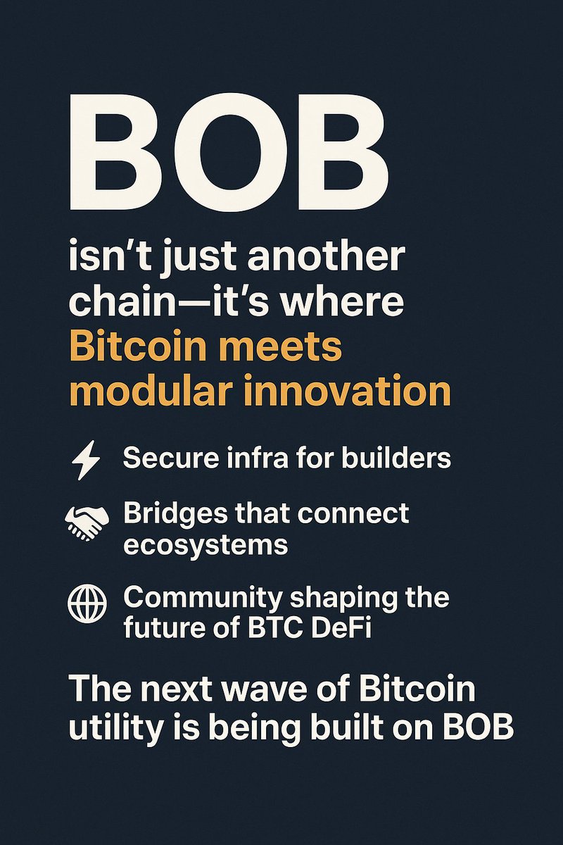 BOB isn’t just another chain—it’s where Bitcoin meets modular innovation.
⚡ Secure infra for builders
🤝 Bridges that connect ecosystems
🌍 Community shaping the future of BTC DeFi

The next wave of Bitcoin utility is being built on BOB. <a href="/build_on_bob/">BOB</a> 
<a href="/cookiedotfun/">Cookie DAO 🍪</a>