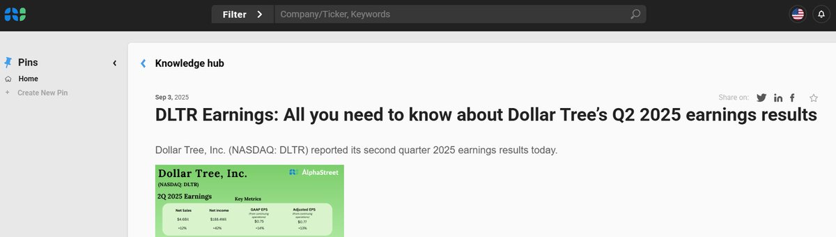 Dollar Tree Q2 2025 Earnings: 

app.asai.alphastreet.io/test-drive/kno…

#dollartree #DLTR #2Q25 #earnings #stocks #quarterlyresults #retail #discountstores #familydollar
