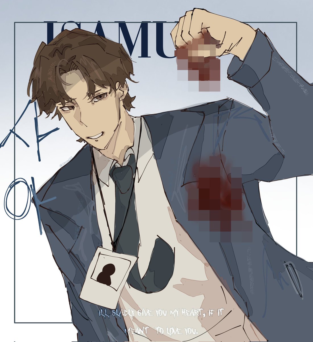 he loves you #isamuuchiumi #themimic #TheMimicRoblox #linkclick #artstylestudy #illustration #poster #isamu #ROBLOX