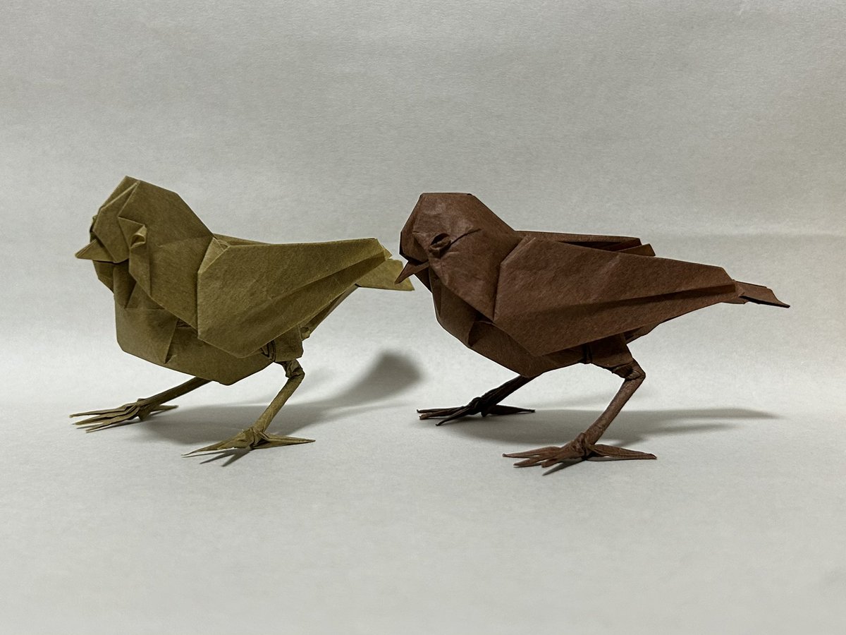 sim41338717's tweet photo. 小鳥/Bird（2025/8創作）

小鳥らしくなるべく脚を細く折るのをテーマに https://t.co/LYF0CaYM0T