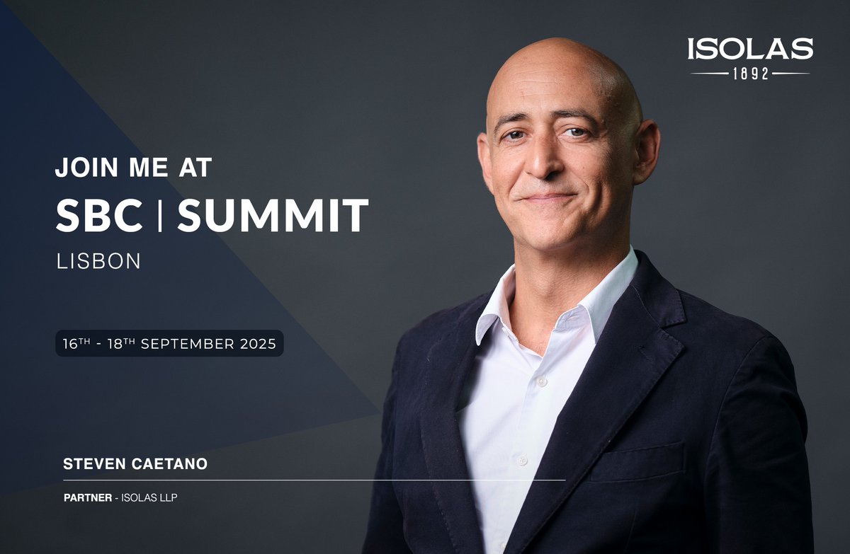 ISOLAS Partner Steven Caetano will be attending the SBC Summit in Lisbon, 16–18 September 2025.

If you would like to arrange a meeting with Steven during the Summit, please reach out to him directly.