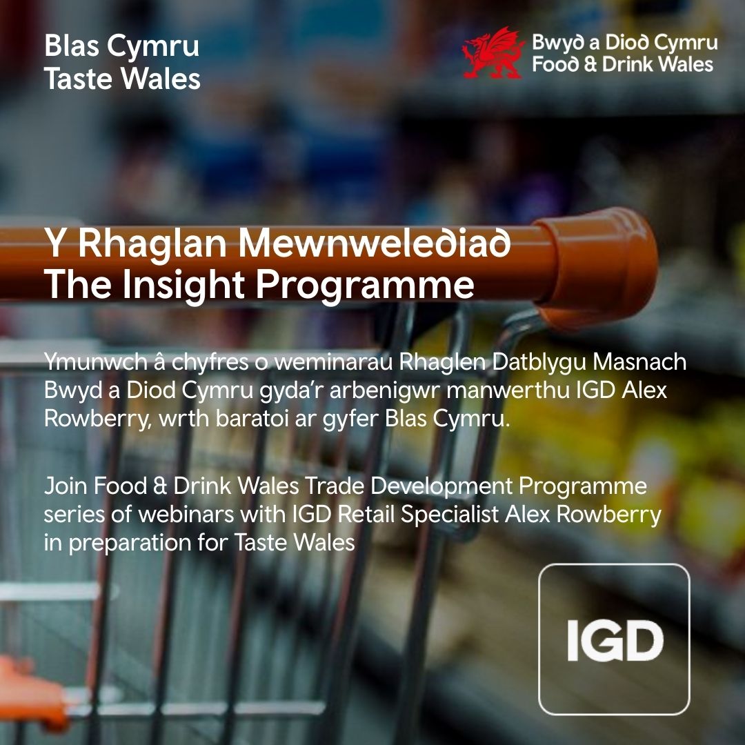 👉 Preparation for Companies attending Blas Cymru / Taste Wales: 

For businesses attending Blas Cymru, join IGD's Alex Rowberry's 90 minute sessions, covering 9 key UK retailers (3 retailers per session).  

Dates: 4, 11 &amp; 25 September

Sign up: docs.google.com/forms/d/e/1FAI…
