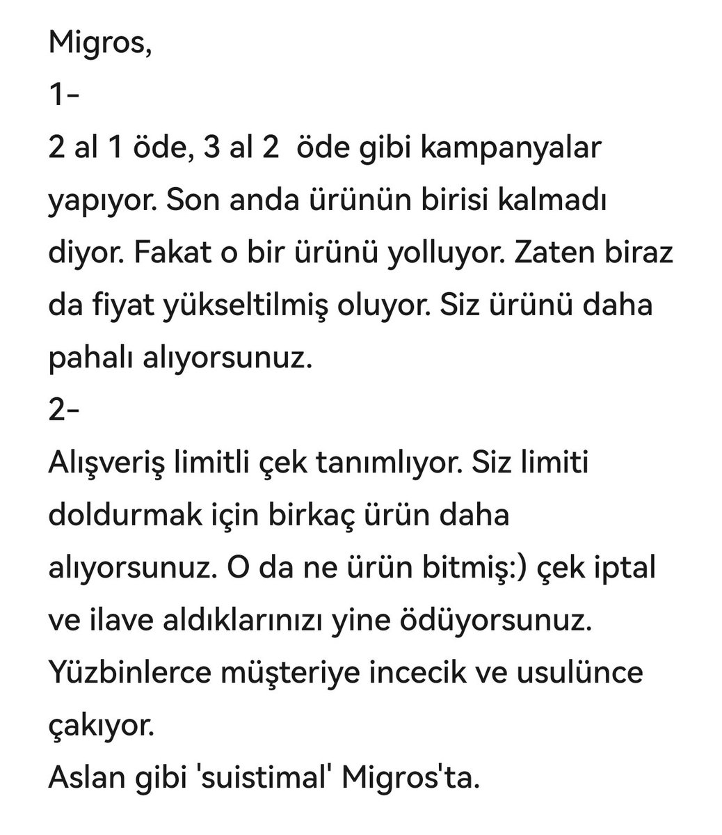 Ve bunu hep yapıyorlar. Kaç kere yazdım. Hatta aradım...
Çok şeytani.

<a href="/Migros_Turkiye/">Migros Türkiye</a> <a href="/migros/">Migros</a>