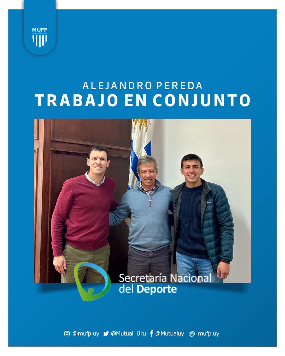 🤝 𝑻𝒓𝒂𝒃𝒂𝒋𝒂𝒏𝒅𝒐 𝒆𝒏 𝒄𝒐𝒏𝒋𝒖𝒏𝒕𝒐

Nos reunimos con el Secretario Nacional del Deporte, Alejandro Pereda, en un encuentro donde la salud y la educación fueron los ejes centrales, con el objetivo de seguir mejorando las condiciones de los y las futbolistas.
Le deseamos