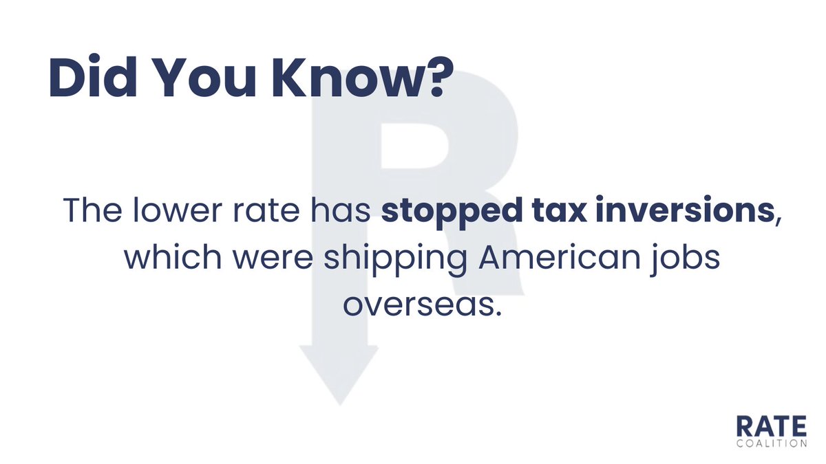 #DidYouKnow The lower rate has stopped tax inversions, which were shipping American jobs overseas.