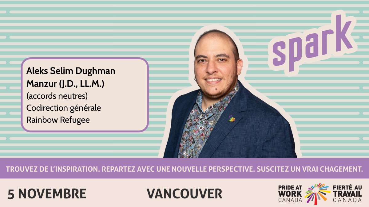 ✨ Aleks Selim Dughman Manzur est la personne conférencière principale pour SPARK Vancouver le 5 novembre ! 
👉 Les billets à tarif lève-tôt sont disponibles jusqu'au 30 septembre. Nous avons hâte de vous y voir !
🔗 ow.ly/ewnM50WPNHu