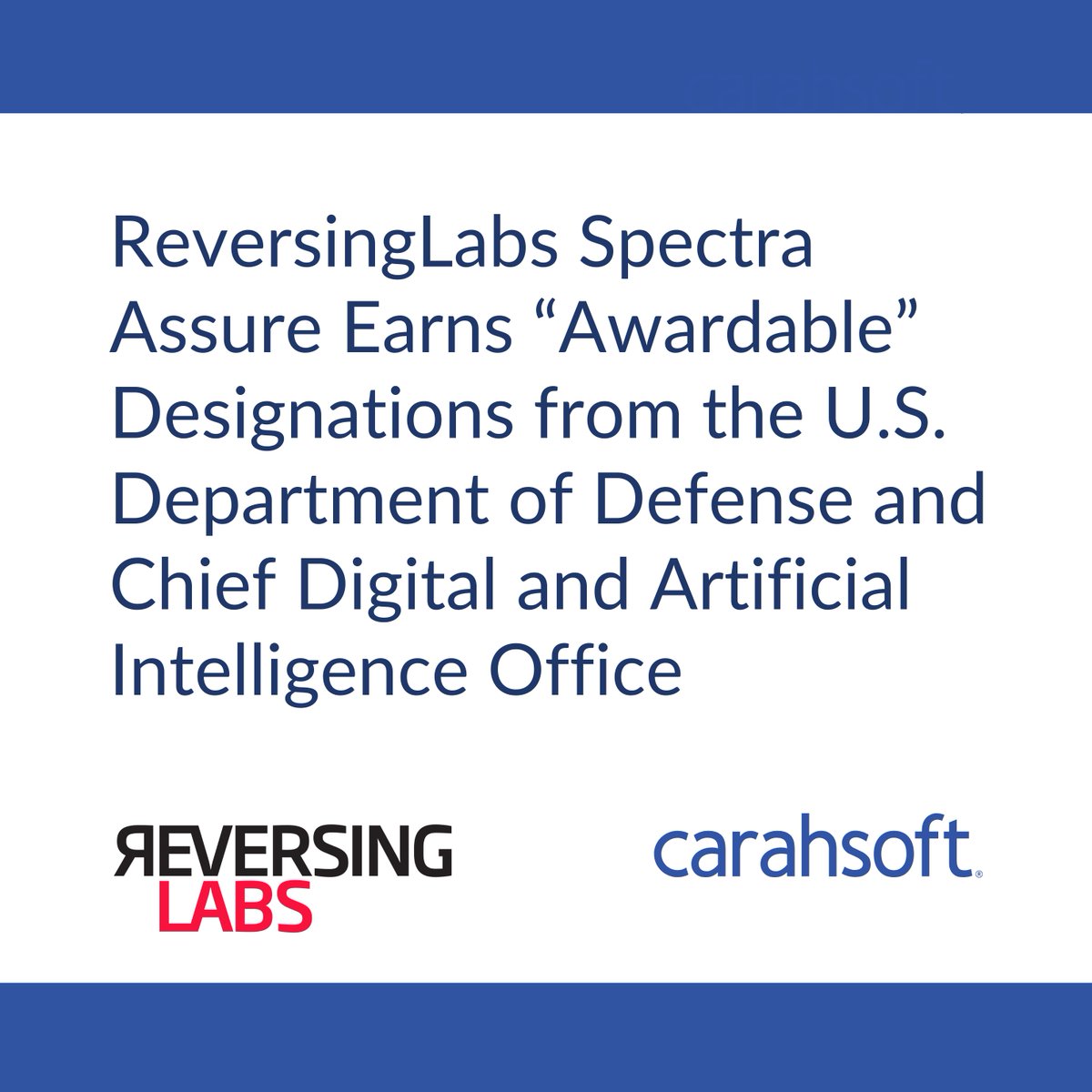 Carahsoft (@carahsoft) on Twitter photo <a href="/ReversingLabs/">ReversingLabs</a>’ Spectra Assure is “Awardable” on the @DeptofDefense' Platform One and CDAO’s Tradewinds Marketplaces, expanding agency access to trusted software and mission-ready solutions faster. Read the release here: carah.io/7dc3c1 <a href="/ReversingLabs/">ReversingLabs</a>’ Spectra Assure is “Awardable” on the @DeptofDefense' Platform One and CDAO’s Tradewinds Marketplaces, expanding agency access to trusted software and mission-ready solutions faster. Read the release here: carah.io/7dc3c1