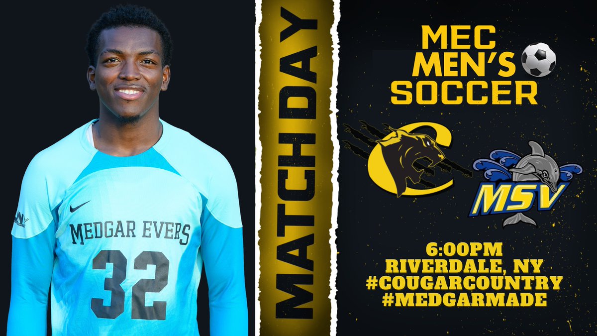 Medgar Evers College Athletics (@meccougars) on Twitter photo Veteran Clirian Nunez and the <a href="/NewsatMedgar/">Medgar Evers College</a> men's soccer team kick off their 2025 season this evening, traveling to Riverdale, NY to take on <a href="/UMSVAthletics/">UMSV Athletics</a> in a non-conference match. Start-time is scheduled for 6pm! #CougarCountry #CougarMentality #MedgarMade Veteran Clirian Nunez and the <a href="/NewsatMedgar/">Medgar Evers College</a> men's soccer team kick off their 2025 season this evening, traveling to Riverdale, NY to take on <a href="/UMSVAthletics/">UMSV Athletics</a> in a non-conference match. Start-time is scheduled for 6pm! #CougarCountry #CougarMentality #MedgarMade