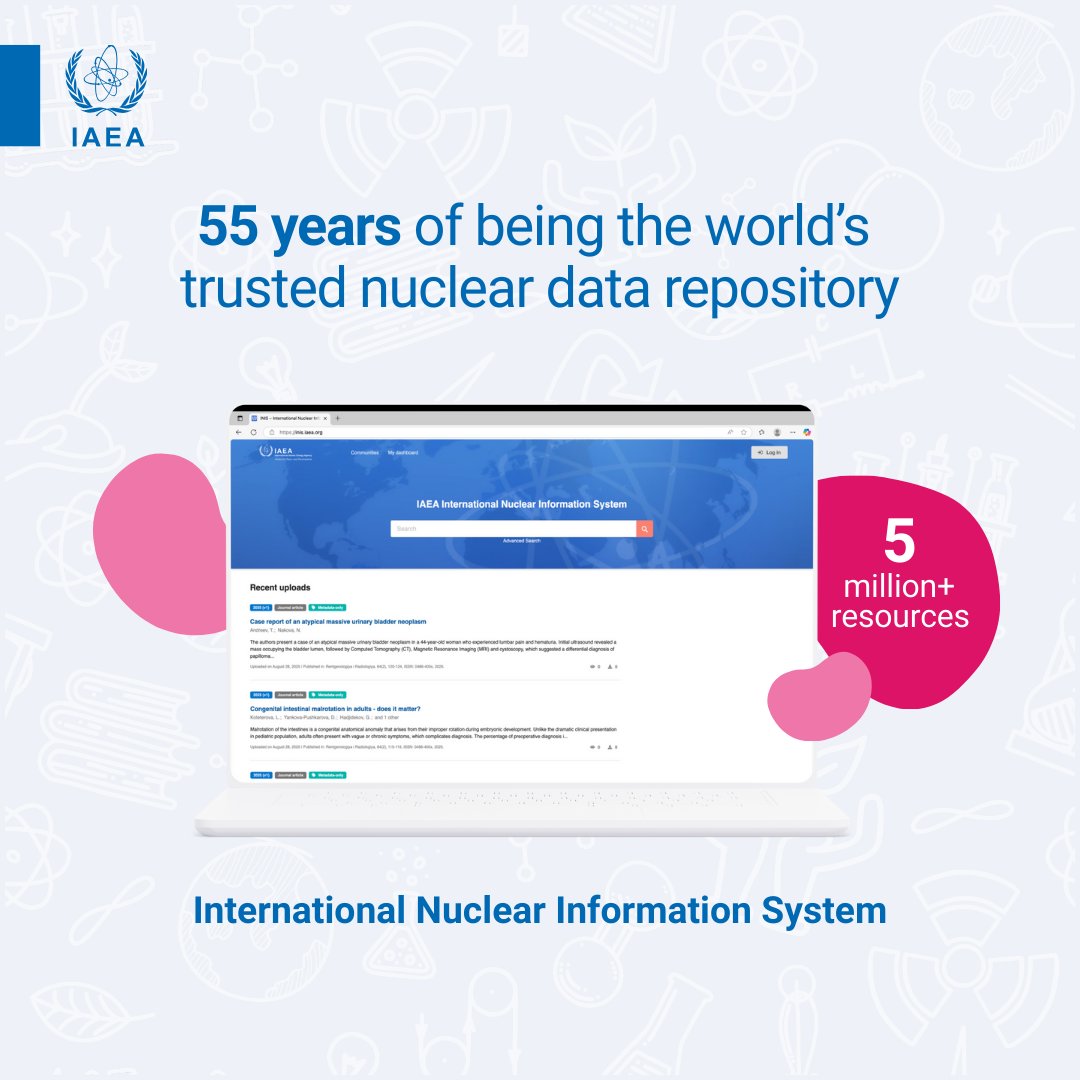 The world's largest collection of published research on nuclear science and technology contains more than 5 million resources!

Explore the IAEA’s International Nuclear Information System repository, celebrating 55 years of global impact 👉inis.iaea.org
