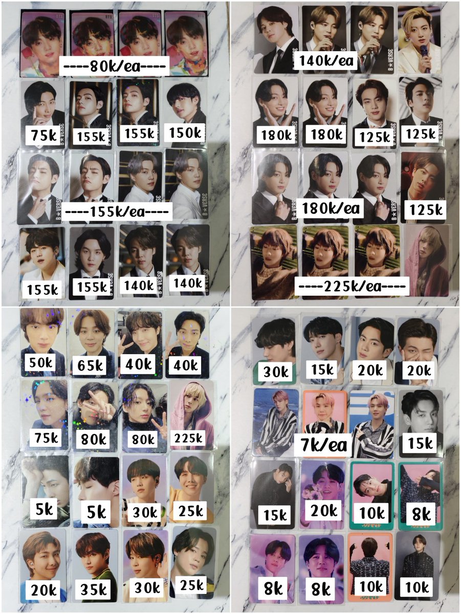 Help RT 💝
Want to sell 
⚠️Serious buyer
📌Mention after dm
✅Free packing, exc admin
❌HnR, sensi buyer, return, wasting time
🏠Surabaya, INA
Wts wtb aab bts pc mpc posca pb album rm jin suga jhope jimin v jungkook
