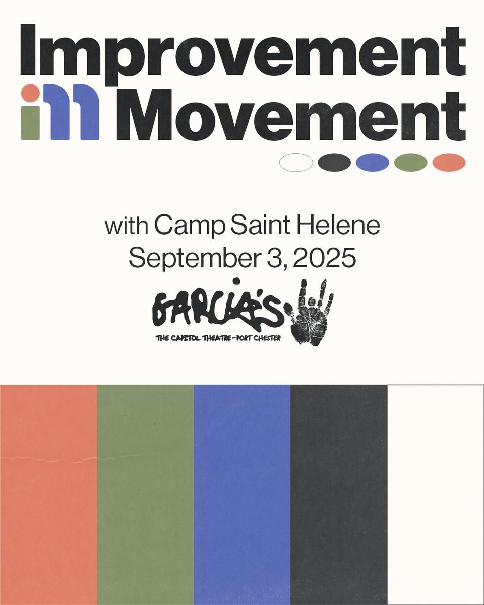 🏃‍♂️ TONIGHT! 🏃‍♂️ Improvement Movement makes their Garcia's debut with support from Camp Saint Helene. Grab tickets 🎫 now--&gt;&gt; brnw.ch/21wVr3n
Doors: 7PM // Show: 8PM