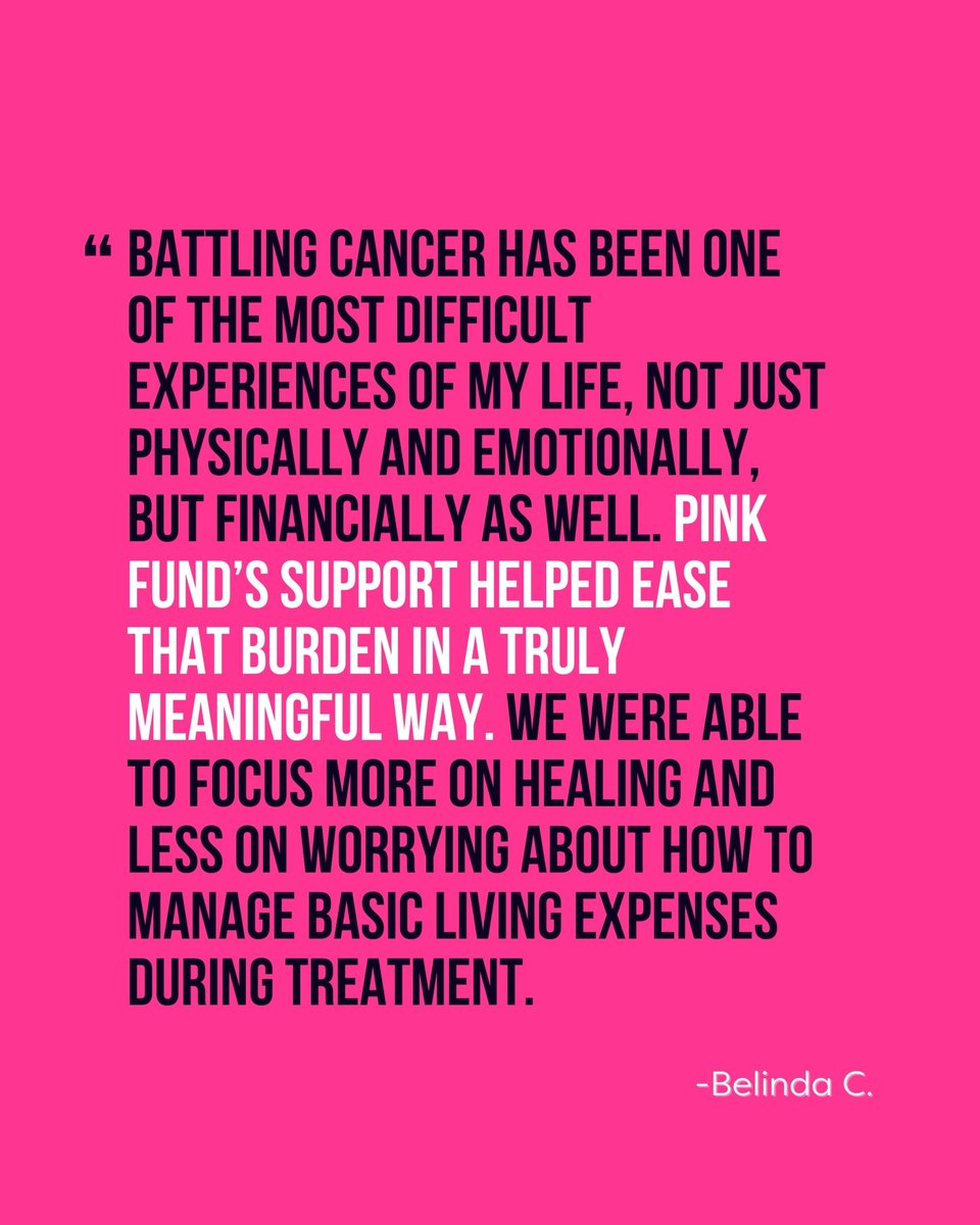 Thanks to generous donors, Belinda and her family could focus on healing instead of worrying about basic living expenses during treatment. Yet countless others are still waiting for this same help. Give hope today with a gift to Pink Fund. #RealHelpForTheOtherPartofTheFight