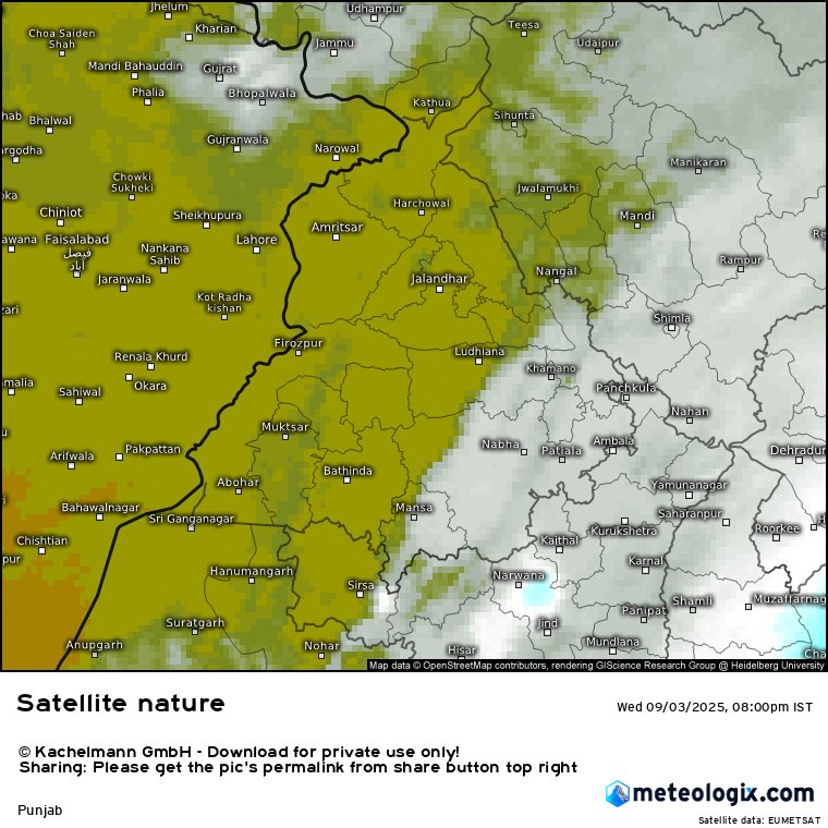 Some signs of relief..
It has been raining in #Punjab and #HimachalPradesh almost every night since 25th August.
Tonight it's likely to be CLEAR night for both the states.
Apart from some localised rains tomorrow it is likely to be a relatively calm day as well
#PunjabFloods2025