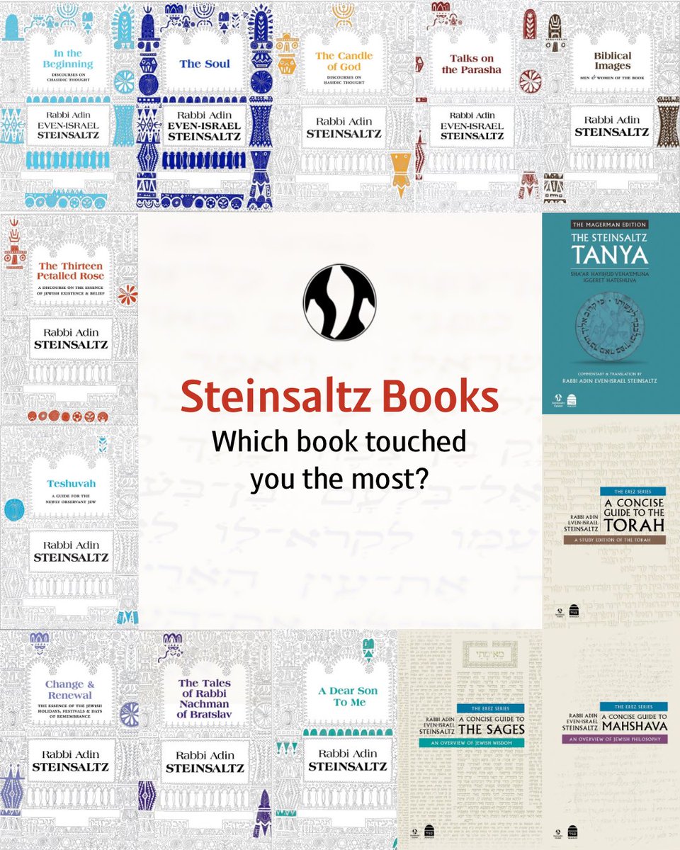 RabbiSteinsaltz's tweet photo. Tell us in the comments below- what’s your favorite Steinsaltz book? 📖✨
#steinsaltz #letmypeopleknow #torah #judaism #jewish #jews https://t.co/ZkK3deSwSV