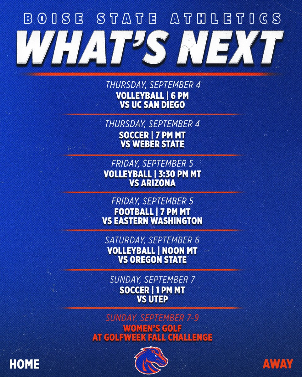 BroncoSports's tweet image. We've got a fun lineup this weekend in Boise!

#BleedBlue | #WhatsNext