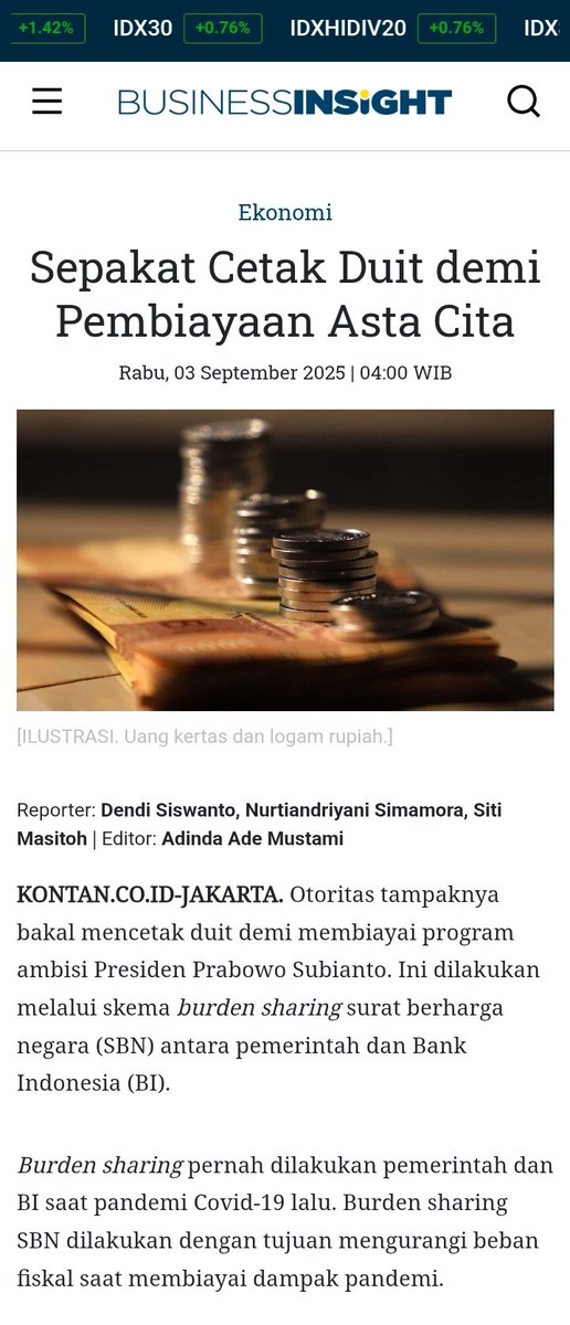 SUICIDONOMICS | 
Ilmu cetak duit, demi bunuh diri kolektif.

● Negara sedang main judi, taruhannya nyawa ekonomi.

Jika, kelak Rupiah "ngos - ngosan", terkapar mati di pinggir jalan sejarah, jangan memaki inflasi, lempar kotoranmu ke wajah ambisi.

<a href="/bank_indonesia/">Bank Indonesia</a> akan jadi