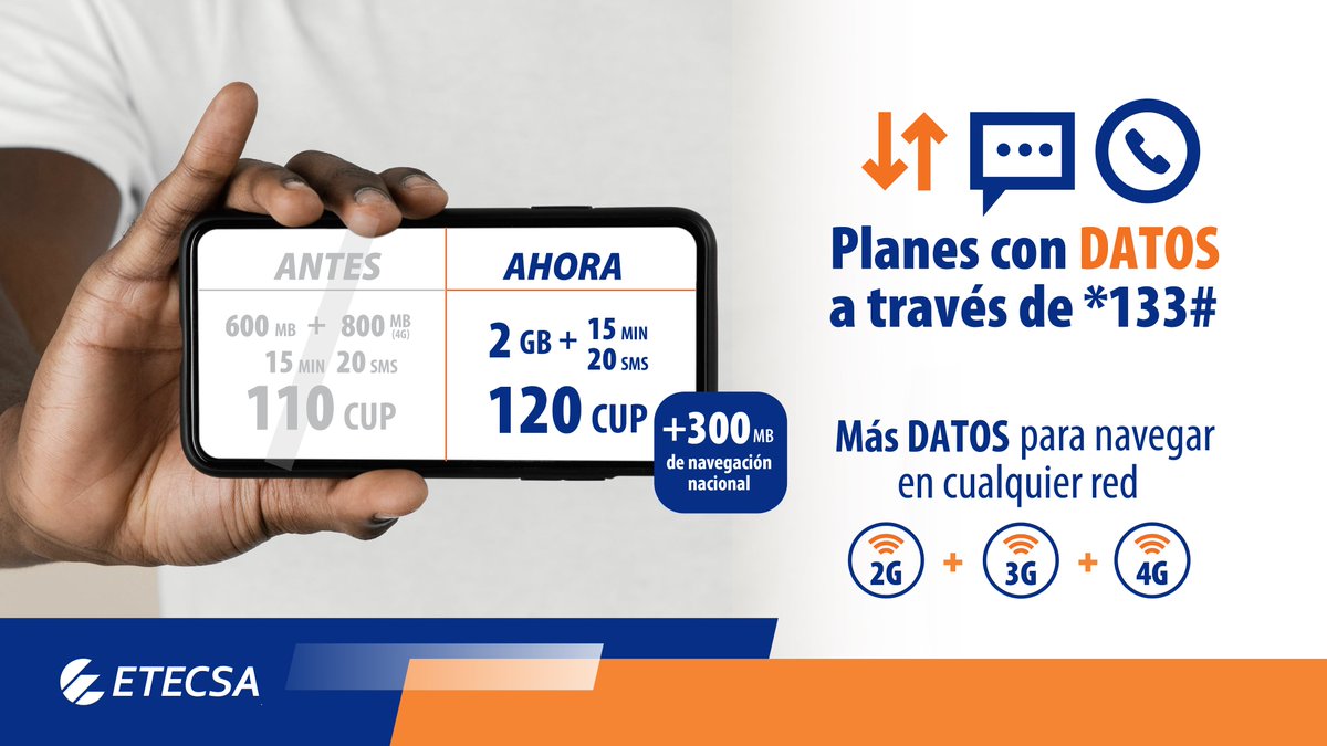 📌Tienes saldo móvil disponible? Entonces estás listo para navegar. Marca *133#, elige la Opción1: Datos y compra los planes que necesites para navegar en cualquier red.#EtecsaConCuba
