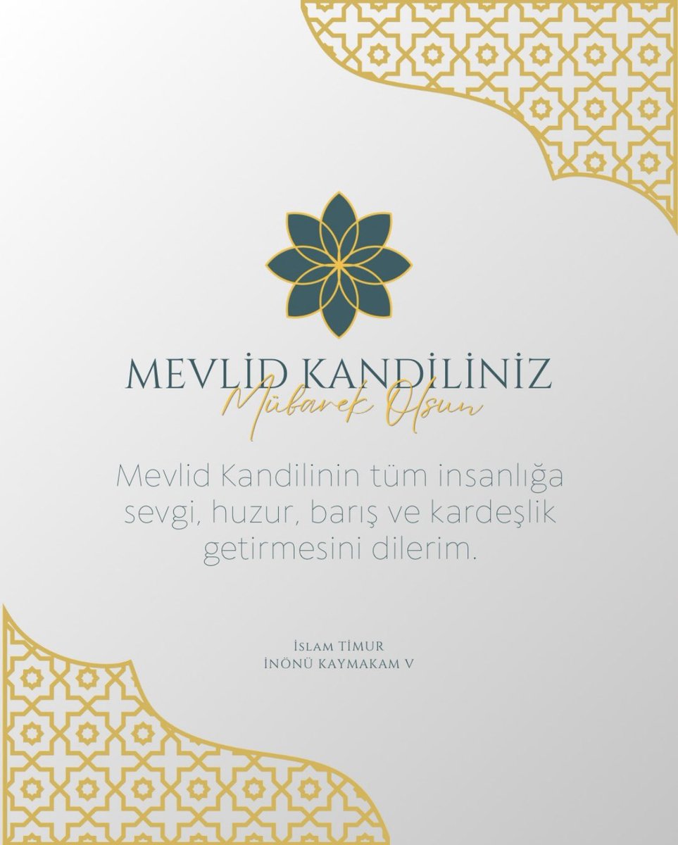 Mevlid Kandilinin tüm insanlığa sevgi, huzur, barış ve kardeşlik getirmesini dilerim.
Mevlid Kandilimiz Mübarek Olsun.