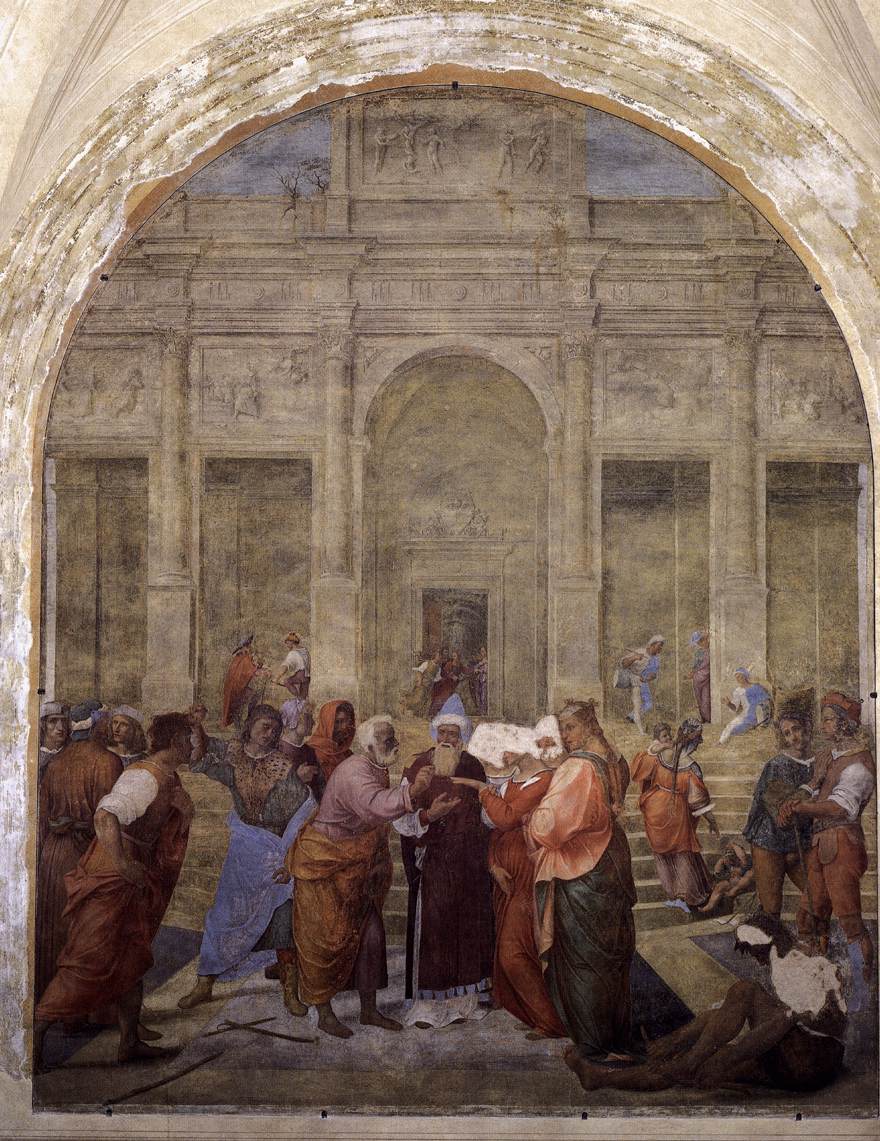 Quan el pintor florentí Franciabigio (1482-1525) va saber que un seguit de frares havien mirat la que havia de ser la seva obra mestra, "Sposalizio della Vergine", abans d'estar enllestida, va malmetre amb una maça els caps d'algunes figures del fresc (sobretot, el de la Verge).