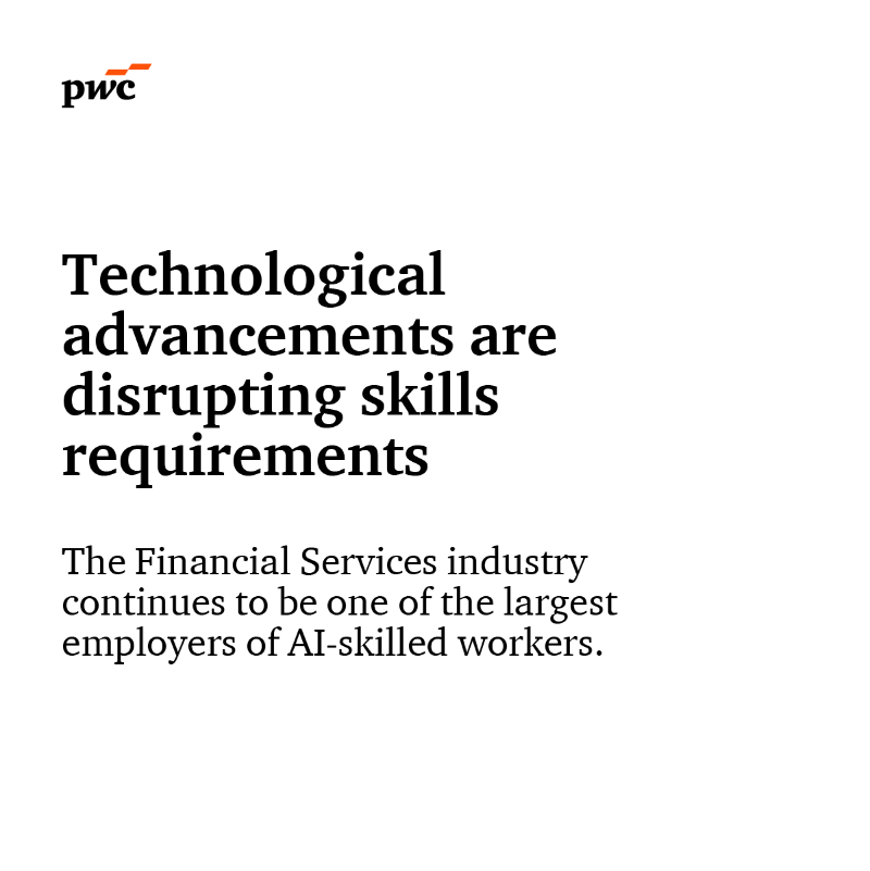 PwC's tweet photo. AI is reshaping #FinancialServices. In 2024, 5.1% of jobs required AI skills—well above average.
Learn how AI is transforming roles and creating new ones in our report: https://t.co/a6VPeXqXJI #AIJB