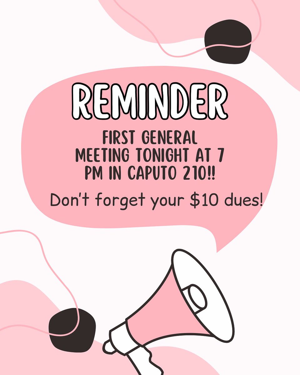 Don’t forget we have our first AMS meeting TONIGHT <a href="/7pm/">Huong Le</a> in Caputo 210. Friendly reminder to bring your $10 dues. If you don’t have it, you must give it to an officer before the next meeting in October. See you all there!