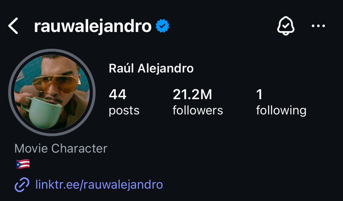 rauw alejandro has changed his profile picture and bio to "movie character"

he is working on his next album "cosa nuestra — chapter 0" in puerto rico and new york
