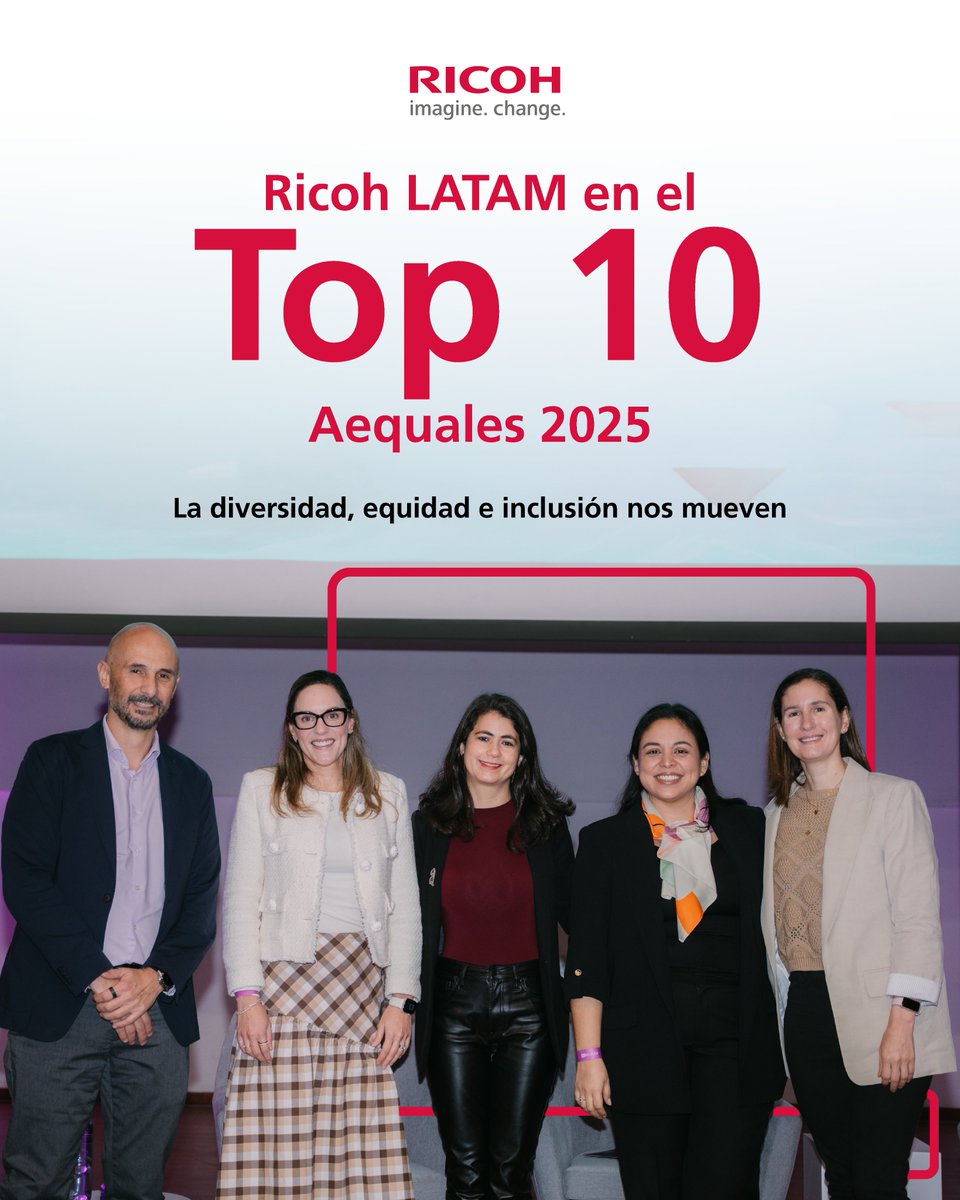 RicohLA's tweet photo. ✨ ¡Estamos en el Top 10 del Ranking Aequales 2025! Este reconocimiento refleja nuestro camino hacia la diversidad, equidad e inclusión como base para que todas las personas desaten su potencial. Gracias a cada colaborador de Ricoh LATAM. 💜 #RankingAequales https://t.co/X1ZlgIMhXk