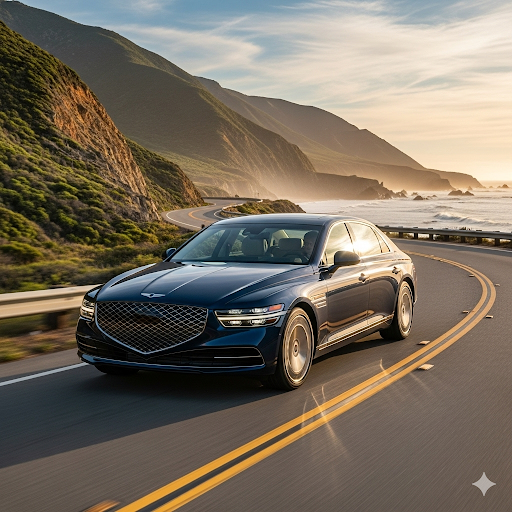 CarValue07's tweet photo. Where the road meets the ocean, and luxury meets freedom. The 2025 Genesis G90 is built for those who appreciate the finer things in life. ☀️🎶 #LuxuryLifestyle #CarLife #RoadTrip #OceanView #GenesisLuxury #carvalue https://t.co/jljw7pbcw7