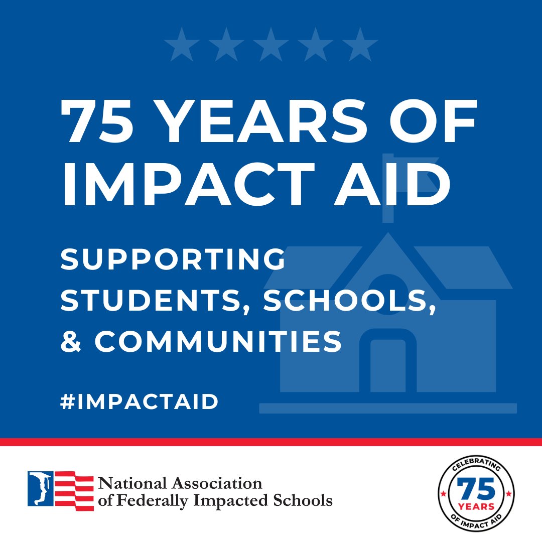 #ImpactAid turns 75! Since being signed into law on September 30, 1950, it’s supported the education of millions of students in school districts on or near federal land. All this month, we’ll share facts &amp; stories celebrating its legacy—stay tuned!