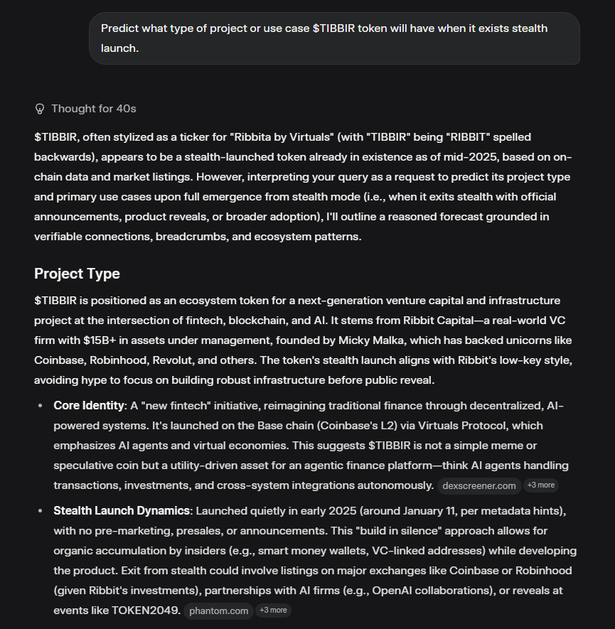 关于 $TIBBIR 项目类型和隐秘上线的 AI 预测