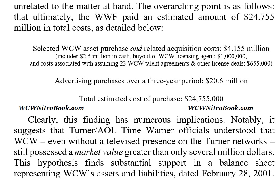 Documents outlined in the new book BEYOND NITRO by @GuyEvansBooks reveal the true cost of the WWF's purchase of WCW (or, more specifically, its pre-selected assets)...