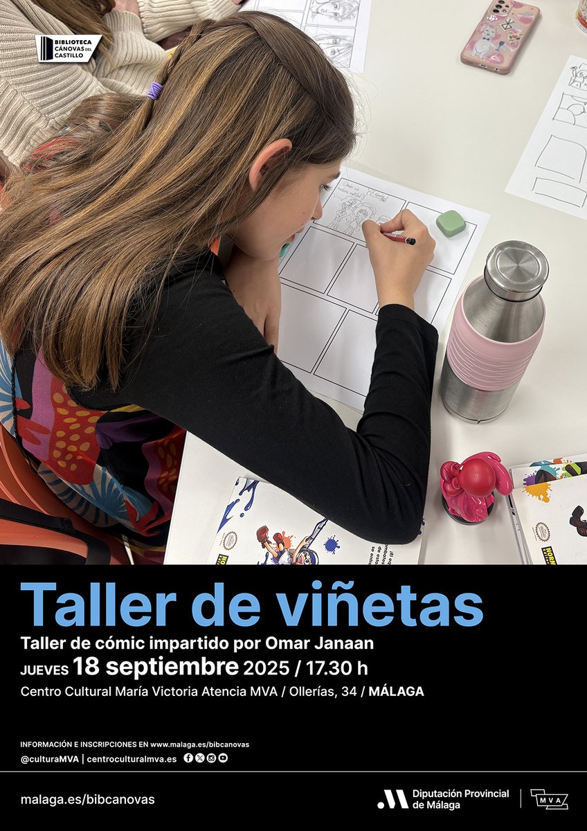 En septiembre la Biblioteca Cánovas del Centro Cultural MVA se llena de actividad  

📌¡Mueve ficha!  
📌Consultoría educativa 
📌Taller de escritura juvenil
 📌 Taller de viñetas  

Más información e inscripciones en malaga.es/bibcanovas