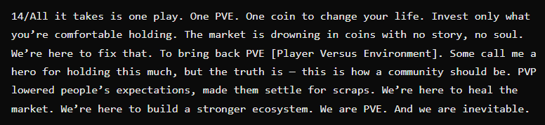 New dev buy. New message. pvecoin.io 

$PVE   

Cjdi8jB6QmWjhwZZod6tND6PECofRtW11XGy1Sgipump