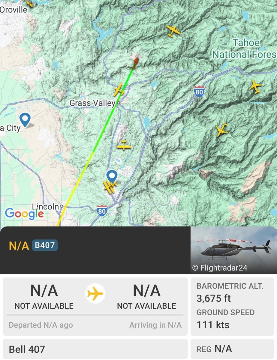 Elias_Funez's tweet photo. Auburn helitack and TNF AA 17 headed out to check on lightning strike fires. #theunionnow #fireseason2025 @TheUnion https://t.co/A6YJZxBGDA