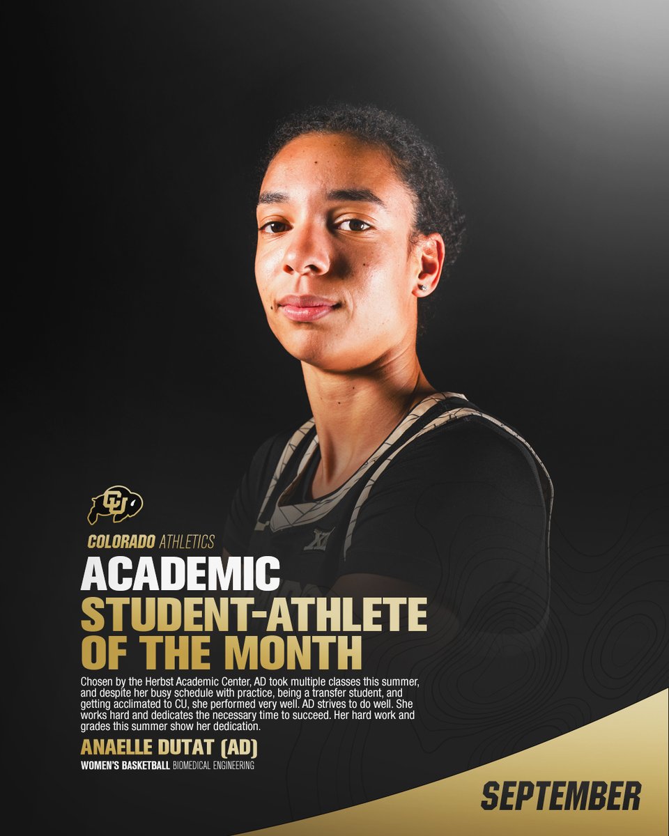 HerbstAcademicCenter (@buffshacademics) on Twitter photo Congratulations to Anaelle "AD" Dutat for being selected as one of our Herbst Academic Center student-athletes of the month for September!
<a href="/CUBuffsWBB/">Colorado Women's Basketball π¦¬</a>
@cubuffslead
@nfoura12 #HACademcis #GoBuffs #STUDENTathlete Congratulations to Anaelle "AD" Dutat for being selected as one of our Herbst Academic Center student-athletes of the month for September!
<a href="/CUBuffsWBB/">Colorado Women's Basketball π¦¬</a>
@cubuffslead
@nfoura12 #HACademcis #GoBuffs #STUDENTathlete