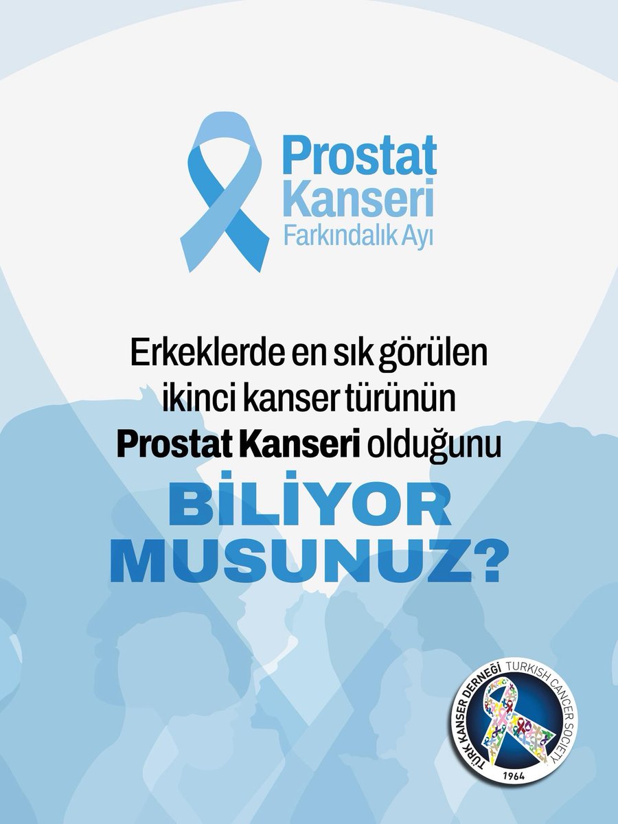 TKanserDernegi's tweet photo. Prostat kanseri, dünyada milyonlarca erkeği etkileyen ve Türkiye’de erkeklerde en sık görülen ikinci kanser türü olma özelliğini taşımaktadır.

Çoğu zaman yavaş ilerleyen bu hastalık, erken dönemde tanı konulmadığında ciddi sonuçlara yol açabilmektedir.

Eylül ayı, prostat kanseri konusunda farkındalık yaratmak amacıyla dünya genelinde “Prostat Kanseri Farkındalık Ayı” olarak kabul edilmektedir.

Bu ay boyunca prostat kanseriyle ilgili bilgilendirici içerikler paylaşarak erken teşhisin ve korunma yollarının önemini vurgulamaya devam edeceğiz. Sağlığınız için bizi takip etmeyi unutmayın.

#prostat #kanserfarkındalığı #eylül #sağlık #turkkanserdernegi