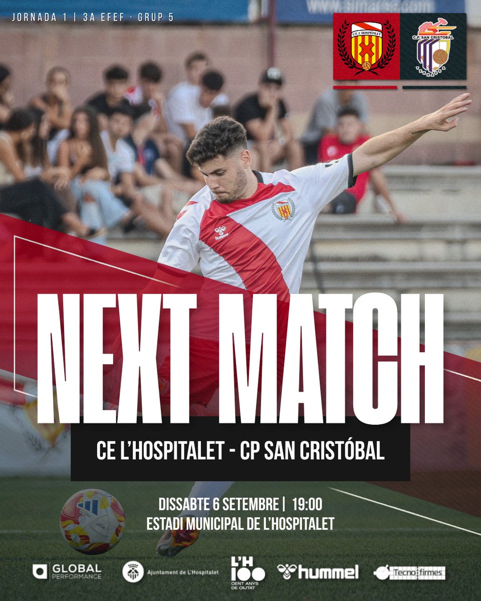 CE L'Hospitalet (@celhospitalet) on Twitter photo 🎭 S'alça el teló a l'Estadi!
🏆 #3aRFEF | J1
⏰ Dissabte, 19h
🛡 <a href="/CELHospitalet/">CE L'Hospitalet</a> - <a href="/CPSanCristobal/">CP San Cristóbal</a>
🏟️ Estadi Municipal de L'H
🎟️ Entrades (5€): app.cluber.es/legacy/clubes/…
#HospiSanCristóbal #SomhiHospi #AraÉsElMoment #PosatlaFranja♦️ 🎭 S'alça el teló a l'Estadi!
🏆 #3aRFEF | J1
⏰ Dissabte, 19h
🛡 <a href="/CELHospitalet/">CE L'Hospitalet</a> - <a href="/CPSanCristobal/">CP San Cristóbal</a>
🏟️ Estadi Municipal de L'H
🎟️ Entrades (5€): app.cluber.es/legacy/clubes/…
#HospiSanCristóbal #SomhiHospi #AraÉsElMoment #PosatlaFranja♦️