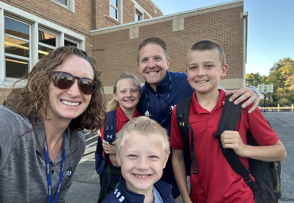 1st day of pre-K at St. Vincent for Kolton Jersey! 

All three in the same building this year! ❤️❤️