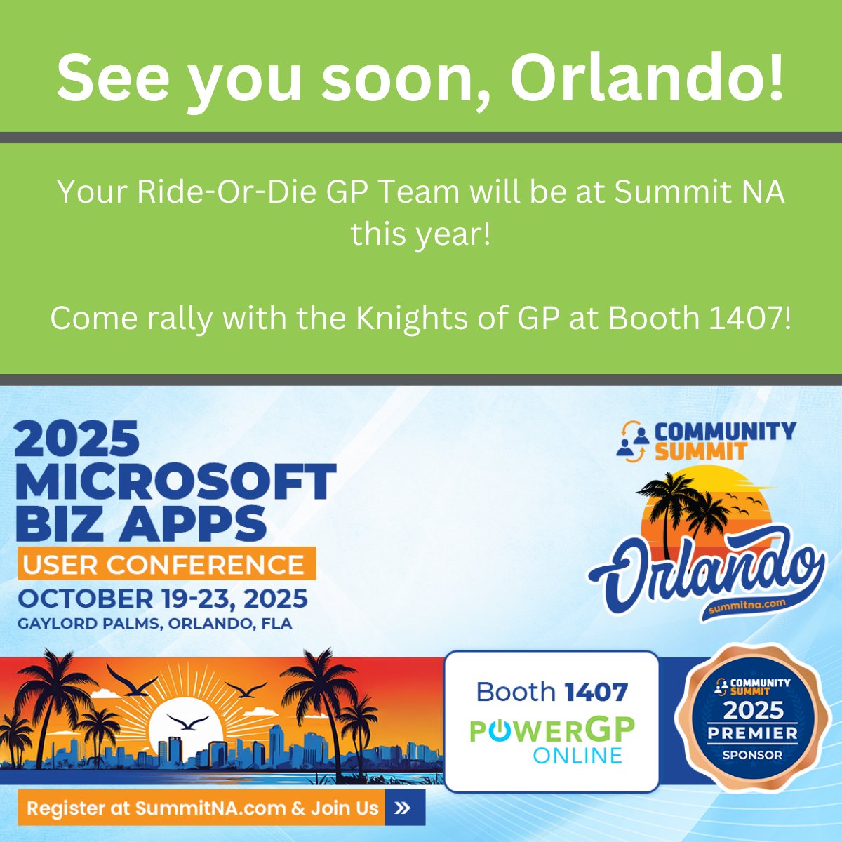 PowerGPOnline's tweet image. We’re heading to #MySummitNA Oct 19–23 in Orlando!

✅ Meet us at Booth 1407
✅ GPUG Hub meetups
✅ Sessions on GP security, AI, cloud &amp;amp; more

Details &amp;amp; sessions in the thread!

#MySummitNA #DynamicsGP #MicrosoftDynamics #GPUG