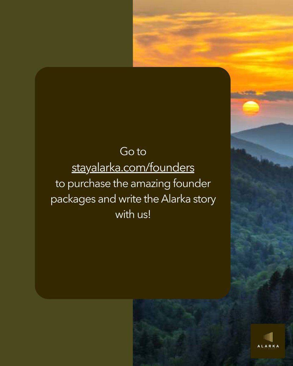 trevortirrell_'s tweet photo. Be A Founder!

Founders are the first to experience Alarka! The first to walk the trails, the first to see what we’ve built together before the doors even open! #StayAlarka #AlarkaMicroResort #BrysonNC #BrysonNCGetaway https://t.co/vFOgLKXKn4