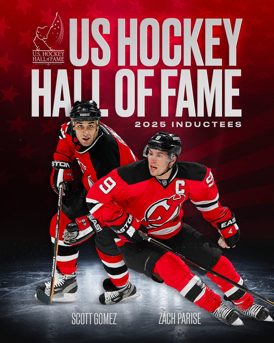 NJDevils's tweet photo. Jersey raised them right.

Congrats to Zach Parise and Scott Gomez on their induction into the U.S. Hockey Hall of Fame. 

📰: https://t.co/gTMtrmafp6 https://t.co/Bo2W71yEFG