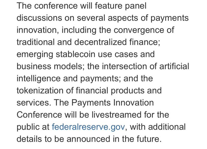 RWAwatchlist_'s tweet image. 🇺🇸 BREAKING: The Federal Reserve is hosting a conference on RWA, AI in payments, and the tokenization of financial products &amp;amp; services.

Fed is bullish on RWA 🔥